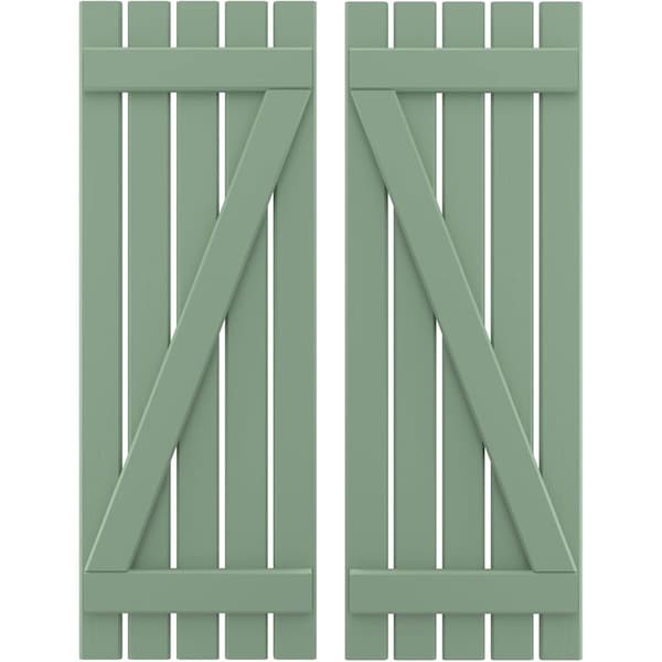 Ekena Millwork Americraft 5-Board (2 Batten) Wood Spaced Board-n-Batten Shutters w/ Z-Bar, ARW102SB519X83TGH, PR ARW102SB519X83TGH - main
